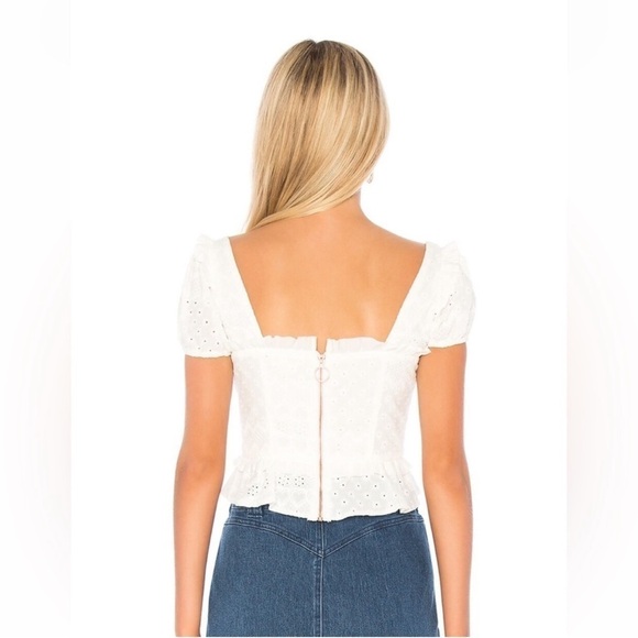 FOR LOVE AND LEMONS Charlotte Eyelet Lace Up Blouse In White - Picture 8 of 12